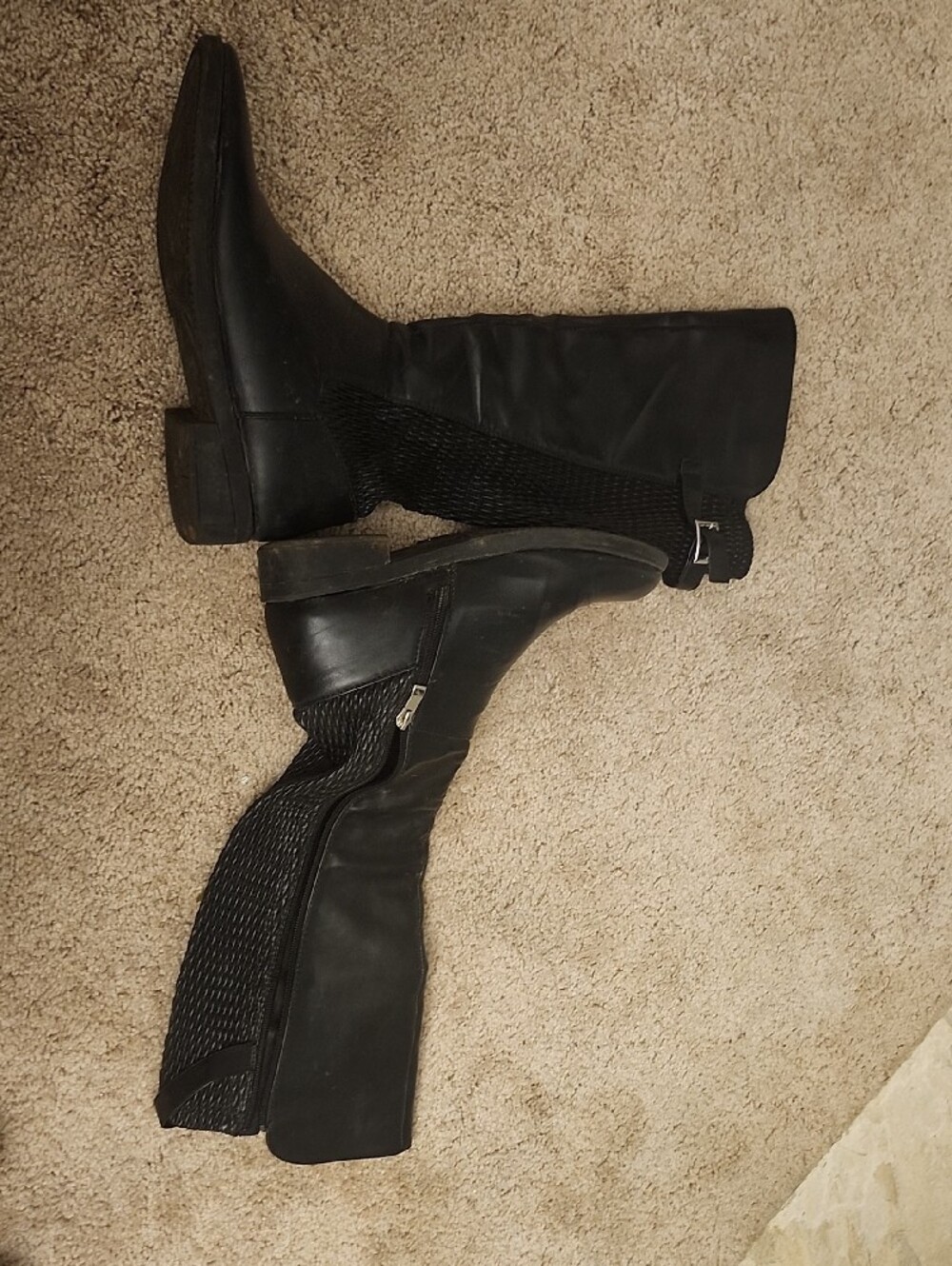 Black Women's Knee-High Riding Boots - Picture 2 of 2